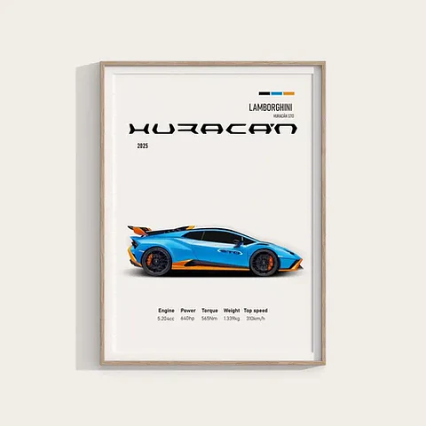 Cuadro Lamborghini Huracán Sto Deportivo  + Marco