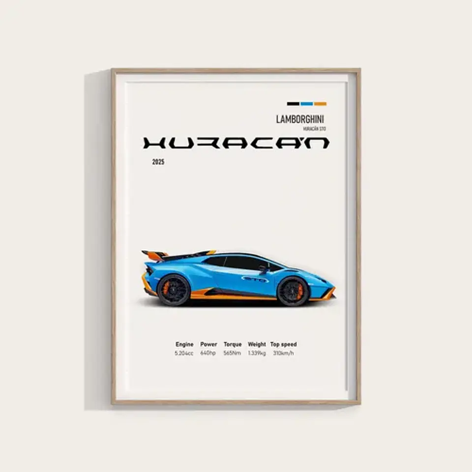 Cuadro Lamborghini Huracán Sto Deportivo  + Marco 1