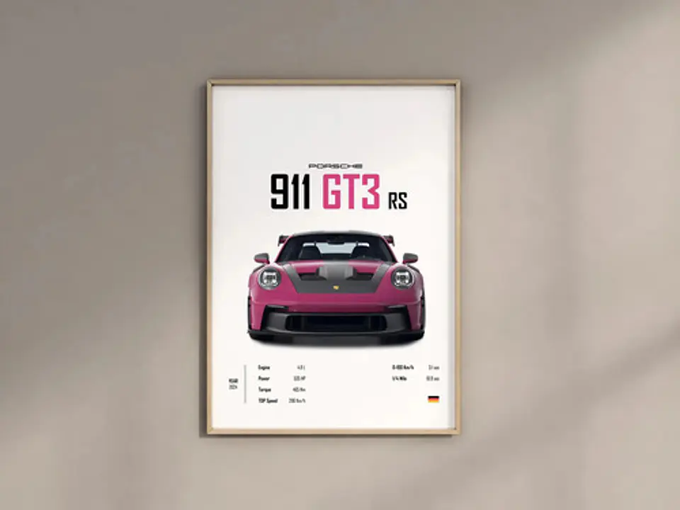 Cuadros Pink Porsche 911 Rosa Deportivo + Marco Negro 4