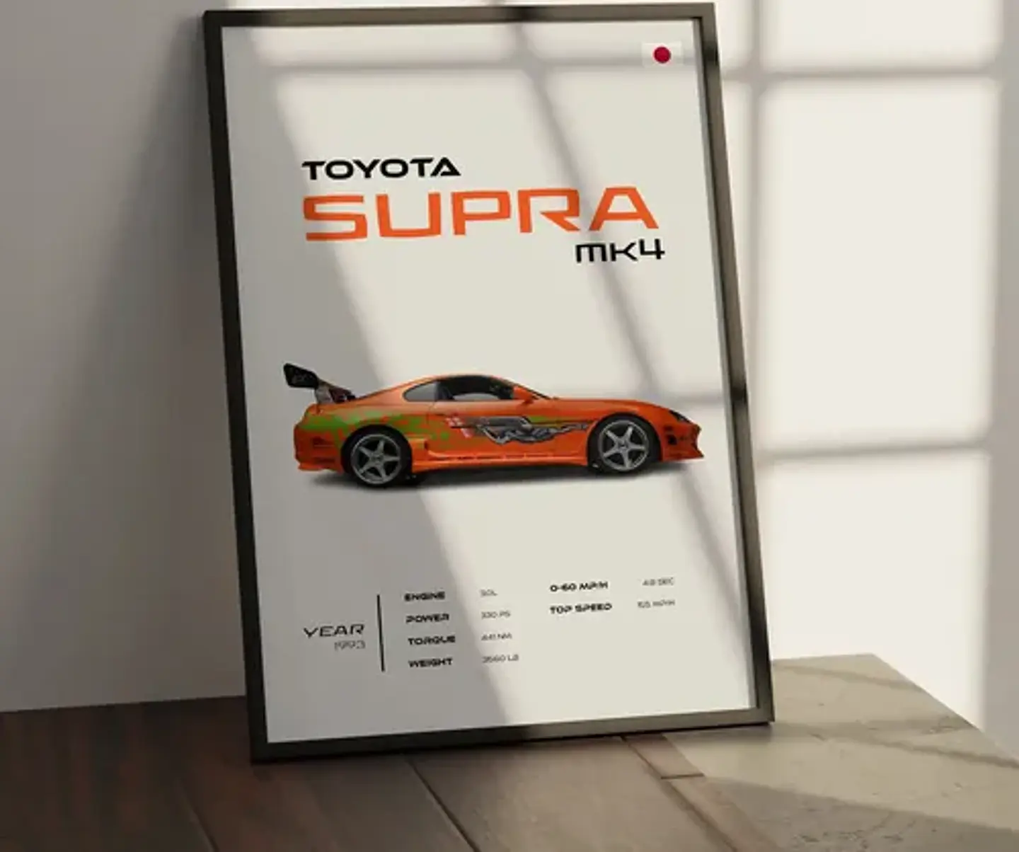 Cuadro Auto Toyota Supra Mk4 Rapido Y Furioso + Marco 1