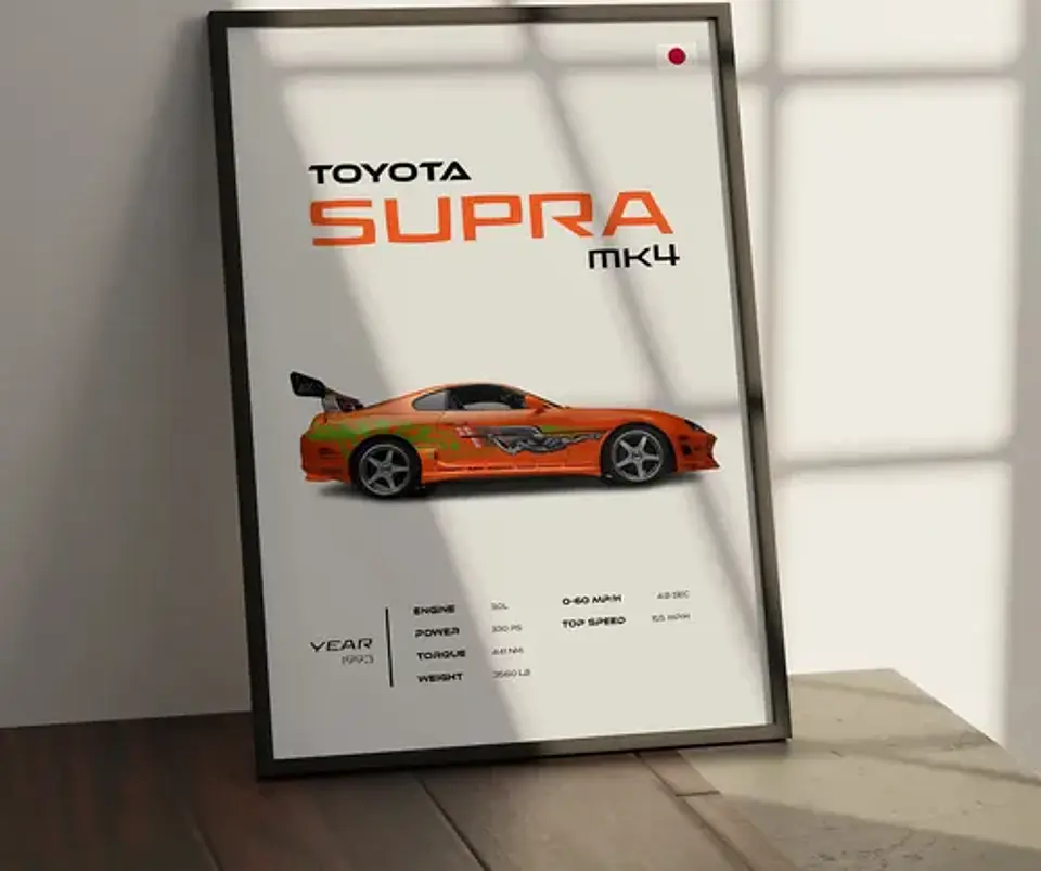 Cuadro Auto Toyota Supra Mk4 Rapido Y Furioso + Marco 1