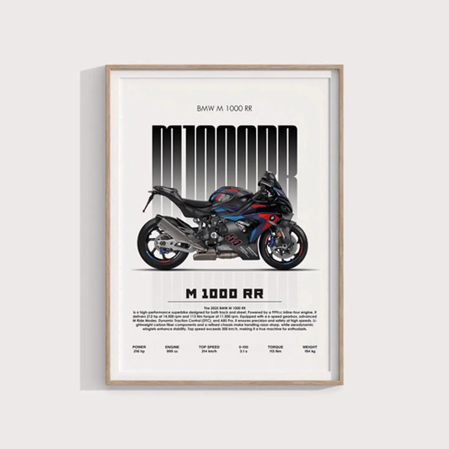 Cuadro Moto Especial Bmw M 1000 Rr Deportivo + Marco Negro 3