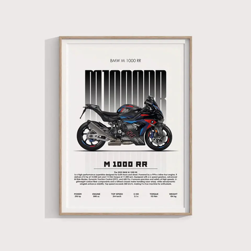 Cuadro Moto Especial Bmw M 1000 Rr Deportivo + Marco Negro 3