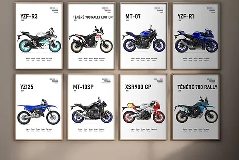 Cuadros De Modelos Motos Yamaha + Marco Negro