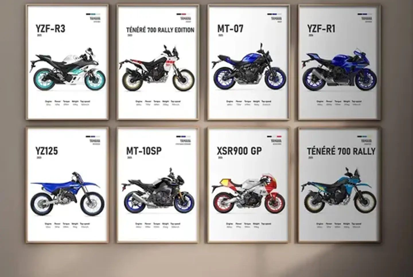 Cuadros De Modelos Motos Yamaha + Marco Negro 1