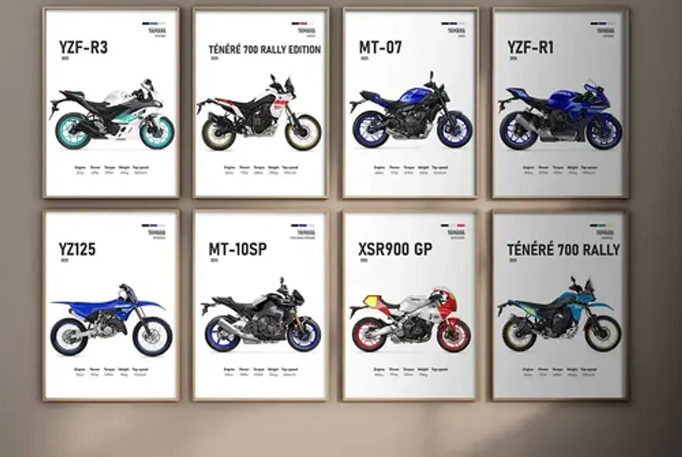 Cuadros De Modelos Motos Yamaha + Marco Negro 1