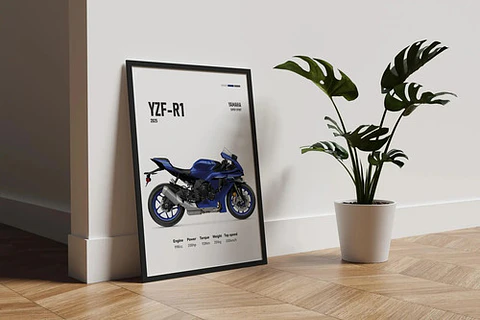 Cuadros De Modelos Motos Yamaha + Marco Negro