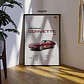 Cuadro Auto Chevrolet Corvette C3 Rojo Deportivo + Marco - Miniatura 2