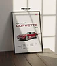 Cuadro Auto Chevrolet Corvette C3 Rojo Deportivo + Marco - Miniatura 3