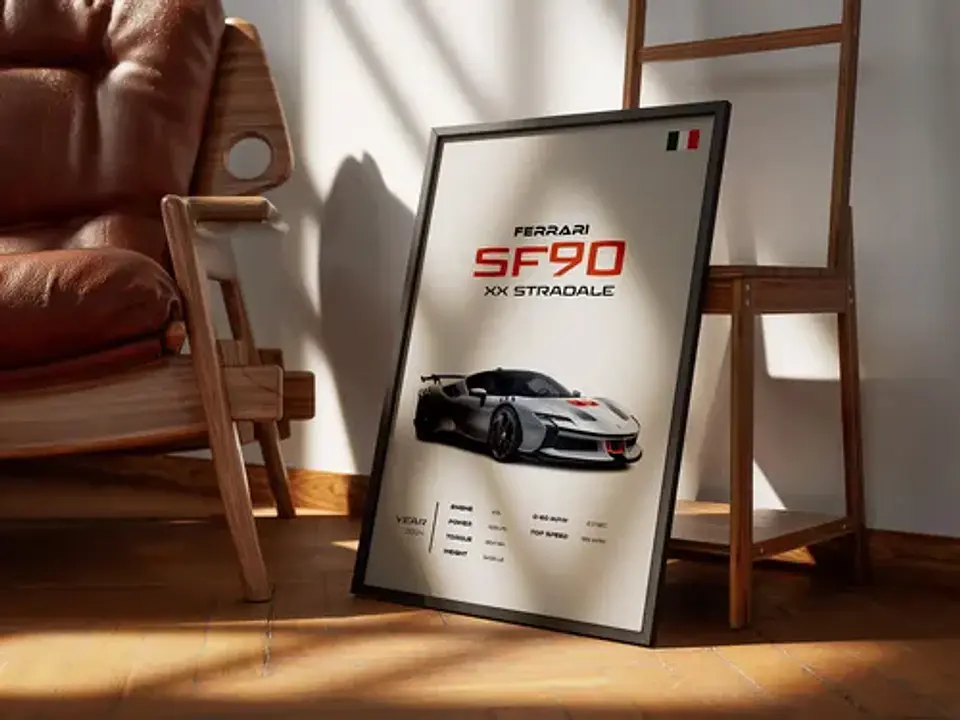 Cuadro Auto Ferrari Sf90 Xx Stradale Deportivo + Marco 2