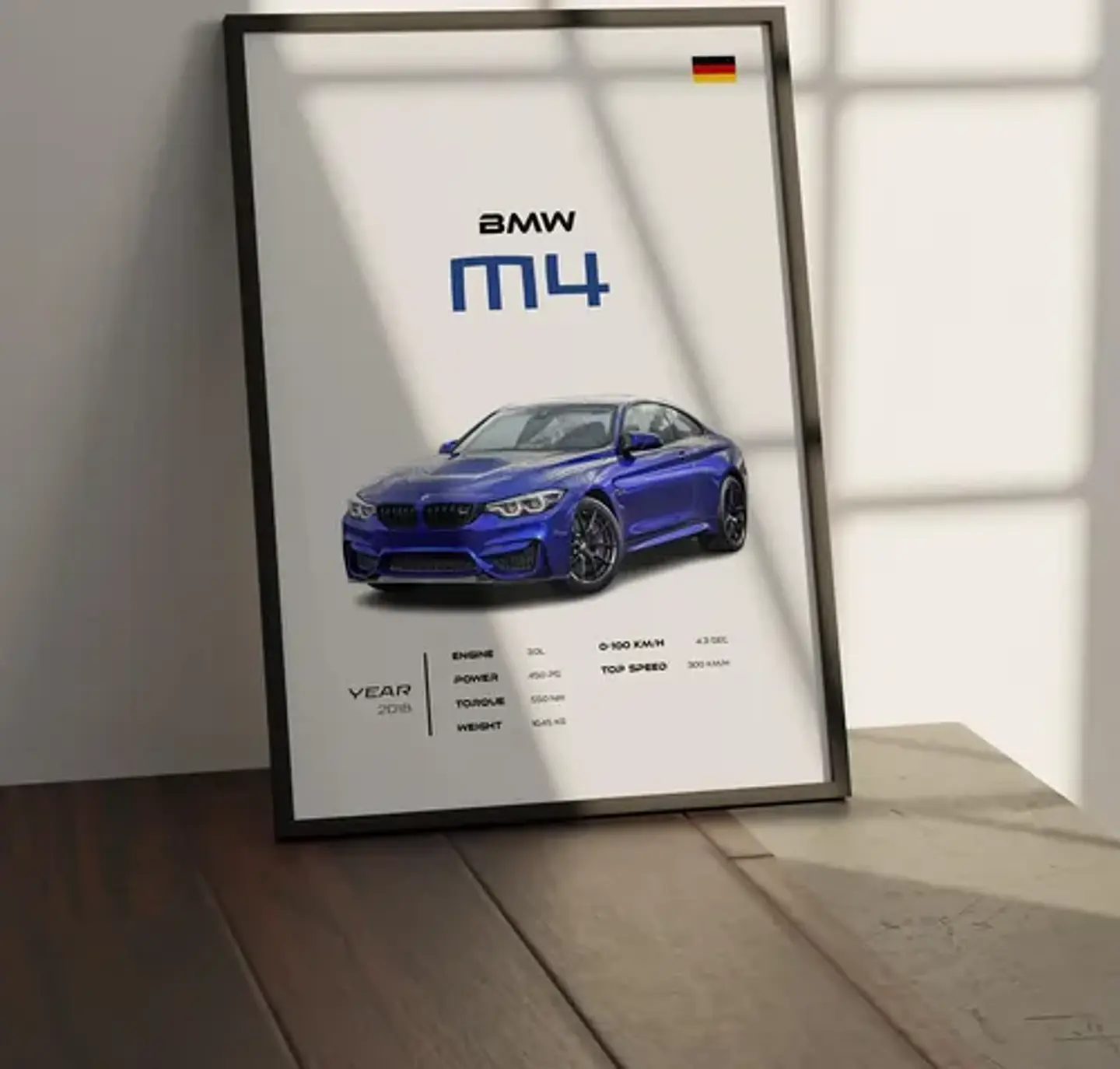 Cuadro Auto Bmw M4 Deportivo + Marco 1