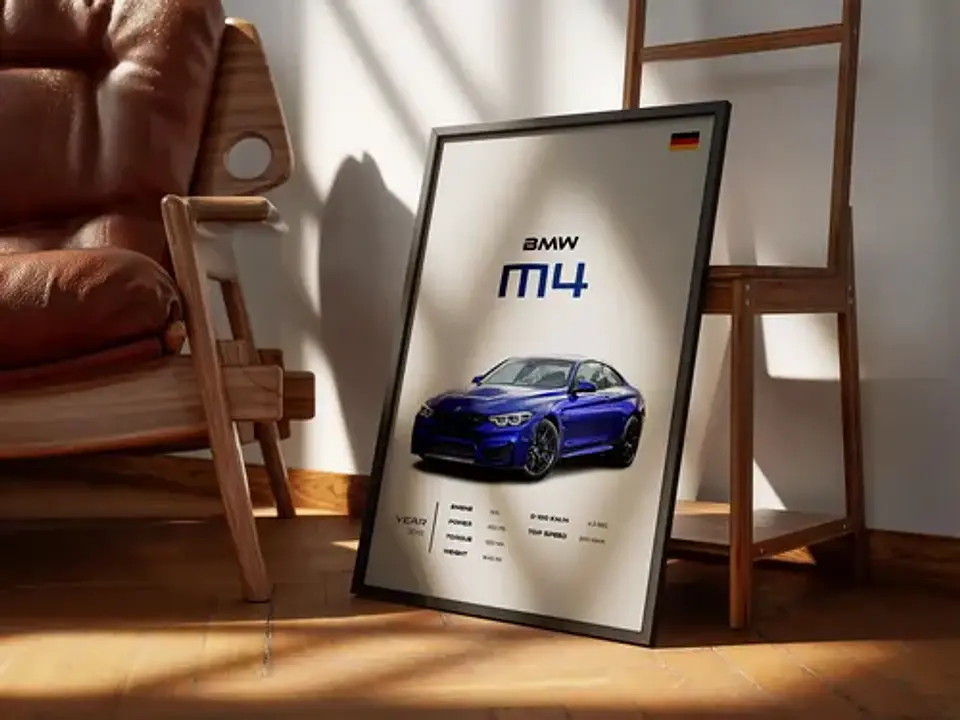 Cuadro Auto Bmw M4 Deportivo + Marco 2