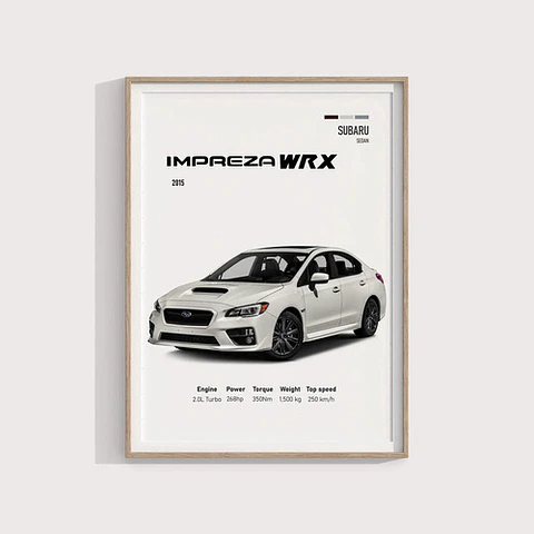 Cuadro Auto 2015 Subaru Wrx Deportivo + Marco