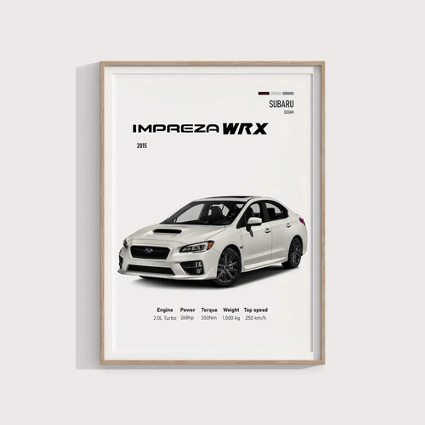 Cuadro Auto 2015 Subaru Wrx Deportivo + Marco 1