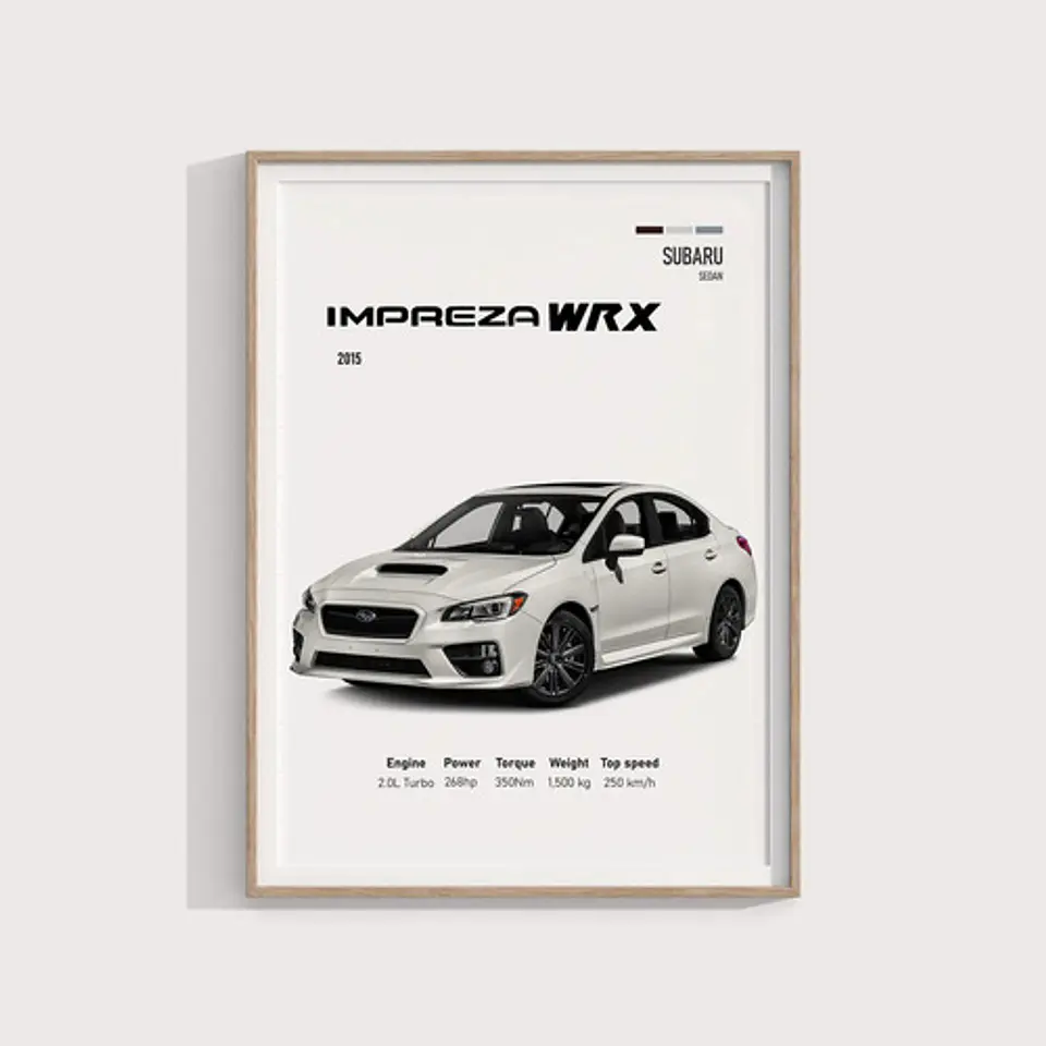 Cuadro Auto 2015 Subaru Wrx Deportivo + Marco 1