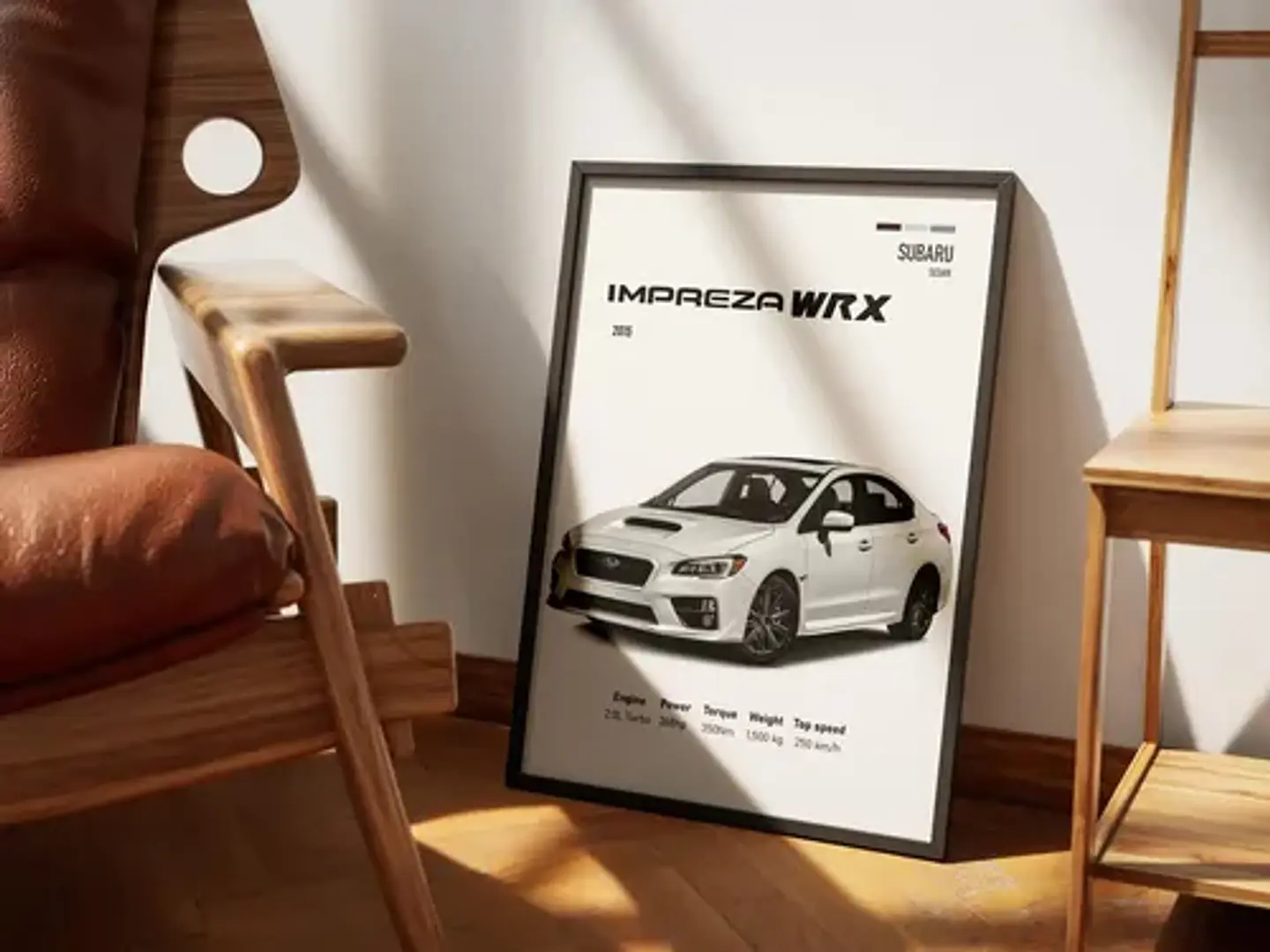 Cuadro Auto 2015 Subaru Wrx Deportivo + Marco 2
