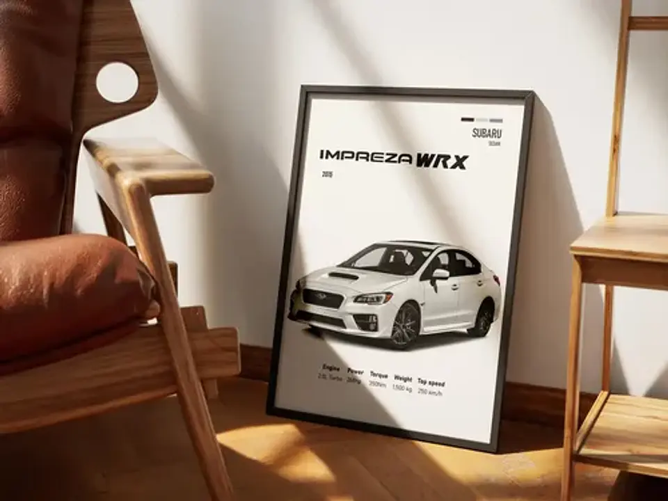 Cuadro Auto 2015 Subaru Wrx Deportivo + Marco 2