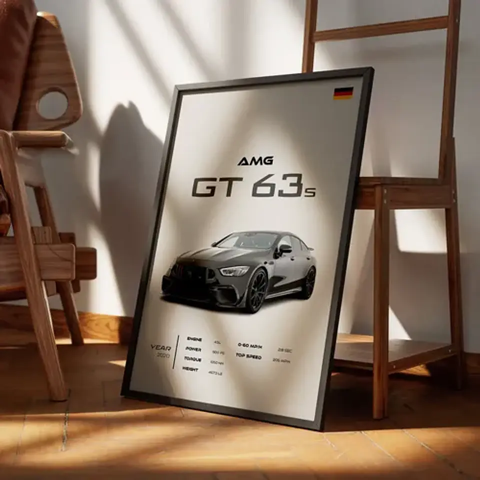 Cuadro Auto Mercedes Amg Gt 63s Deportivo + Marco 1