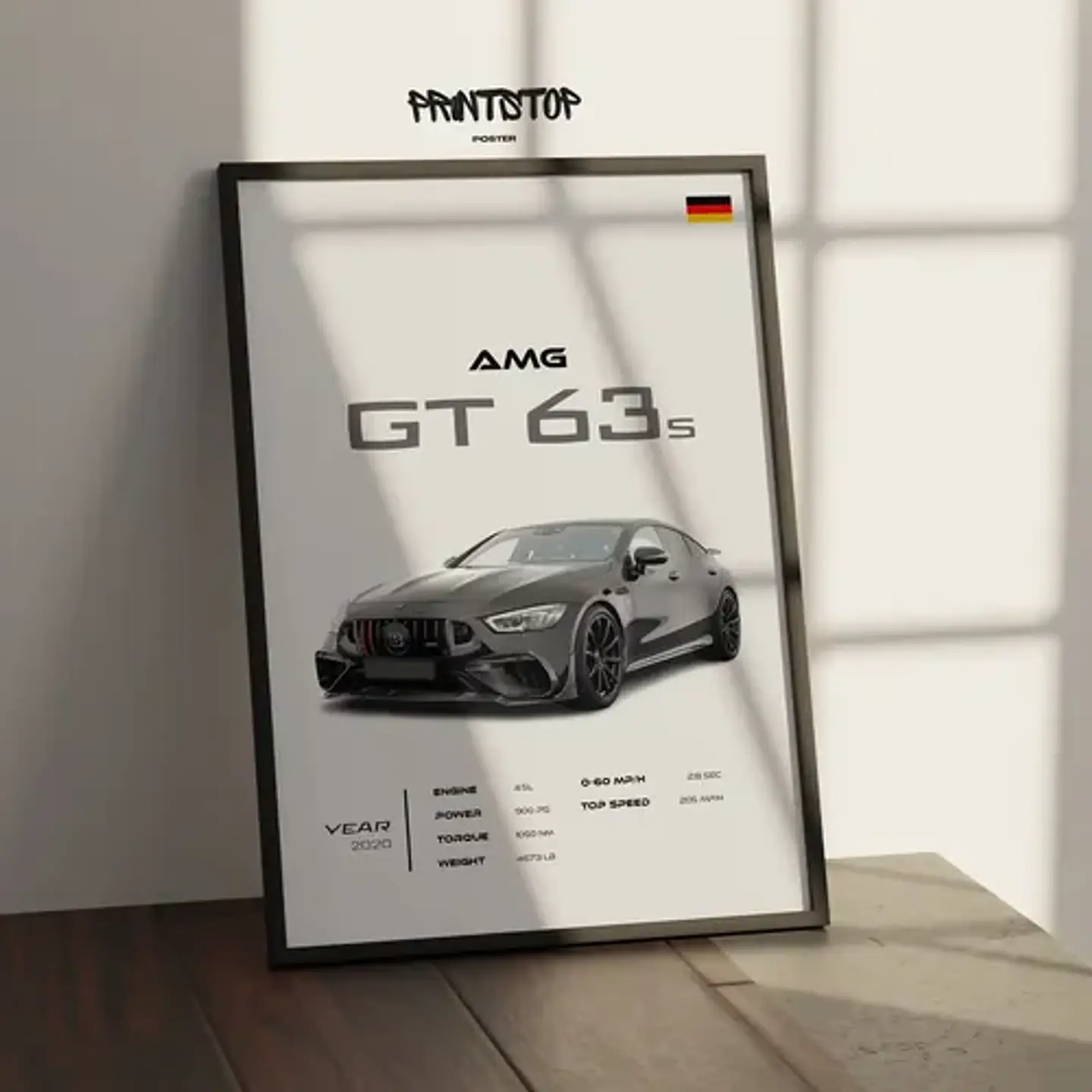Cuadro Auto Mercedes Amg Gt 63s Deportivo + Marco 2