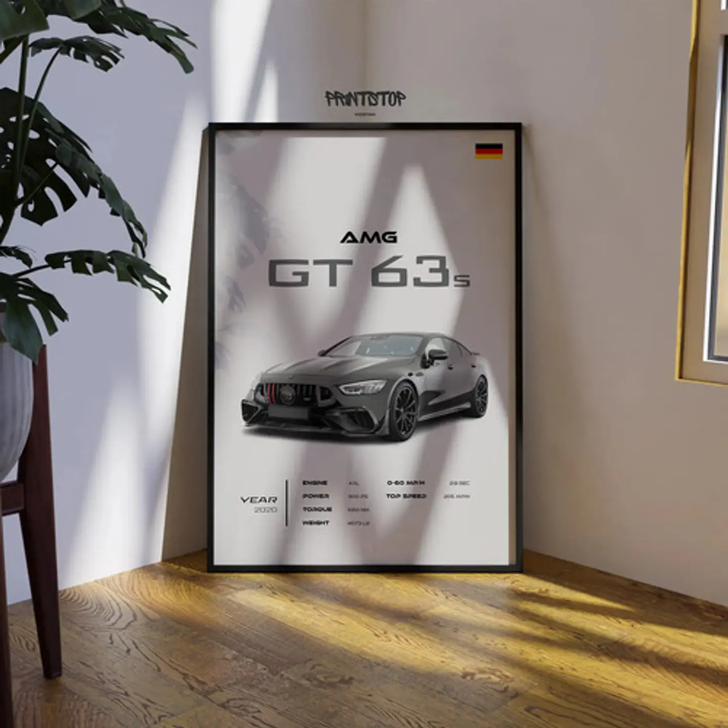 Cuadro Auto Mercedes Amg Gt 63s Deportivo + Marco 3