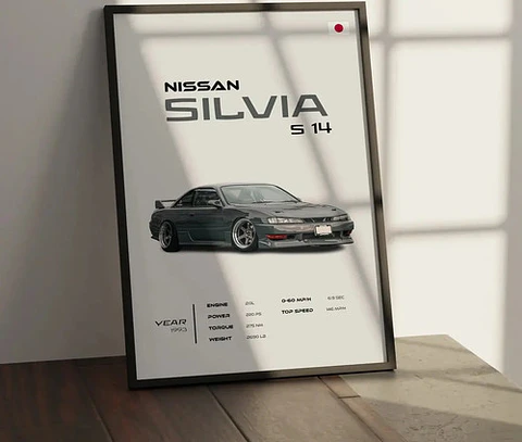 Cuadro Auto Nissan Silvia S14  Deportivo + Marco