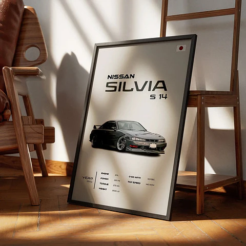 Cuadro Auto Nissan Silvia S14  Deportivo + Marco