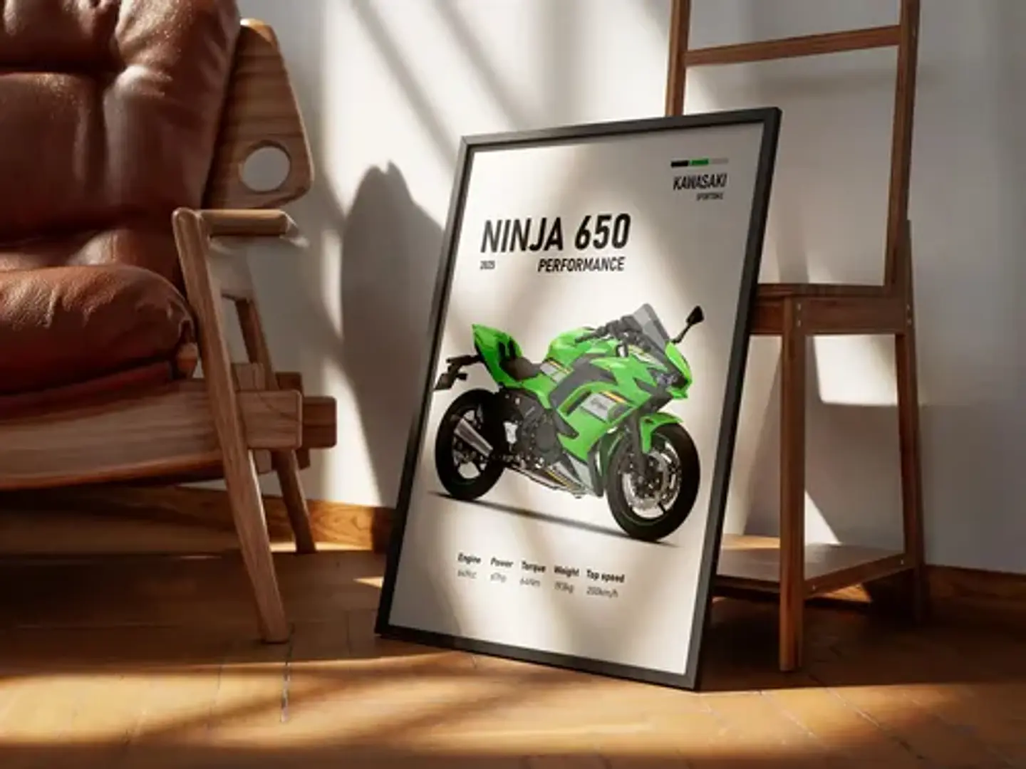 Cuadro Moto 2025 Kawasaki Ninja 650 Deportivo + Marco 3