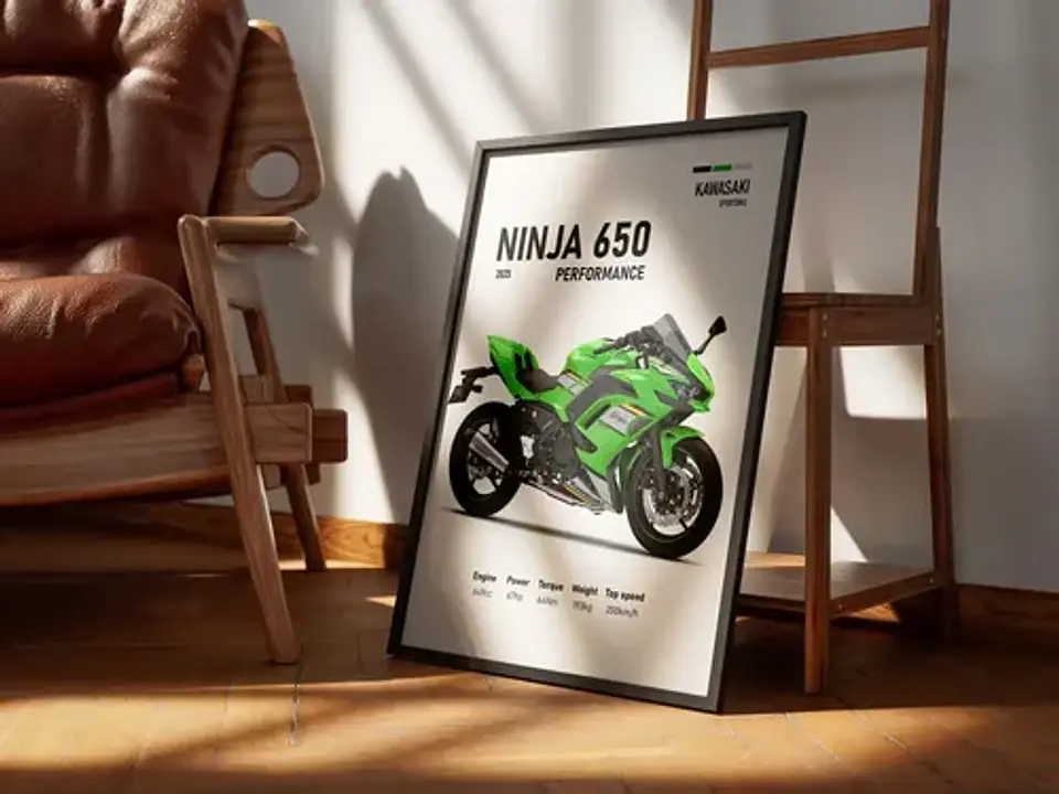 Cuadro Moto 2025 Kawasaki Ninja 650 Deportivo + Marco 3