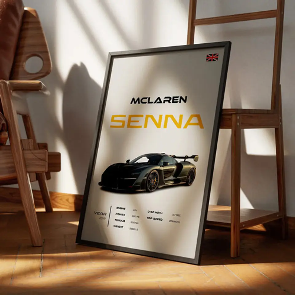Cuadro Auto Mclaren Senna Supercar  Deportivo + Marco 2