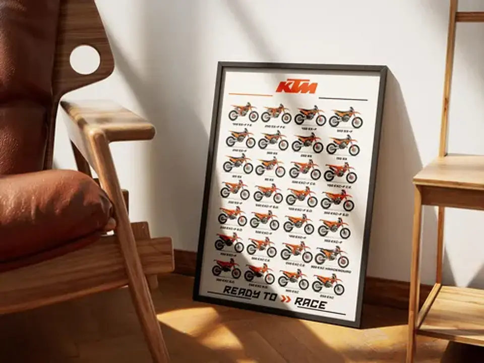 Cuadro Historico Ktm Exc Enduro Coleccion + Marco Negro 1