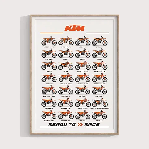 Cuadro Historico Ktm Exc Enduro Coleccion + Marco Negro
