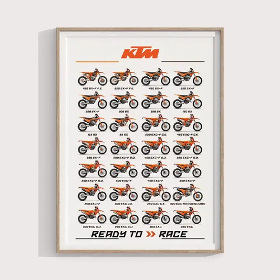 Cuadro Historico Ktm Exc Enduro Coleccion + Marco Negro 2
