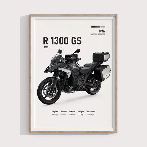 Cuadro 2025 Bmw R1300 Gs Deportivo + Marco Negro