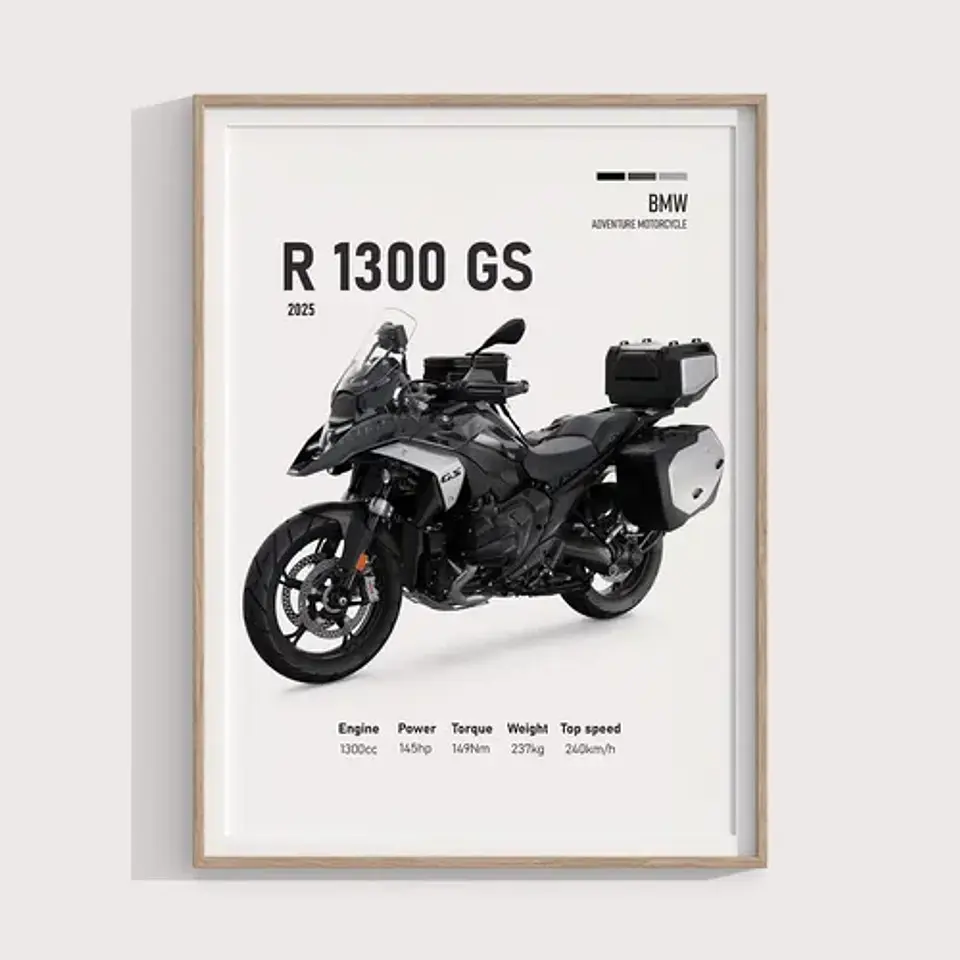 Cuadro 2025 Bmw R1300 Gs Deportivo + Marco Negro 2