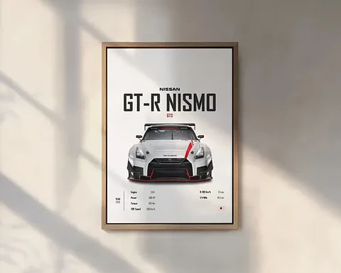 Cuadro Nissan Nissmo Gtr Gris  Deportivo + Marco Negro