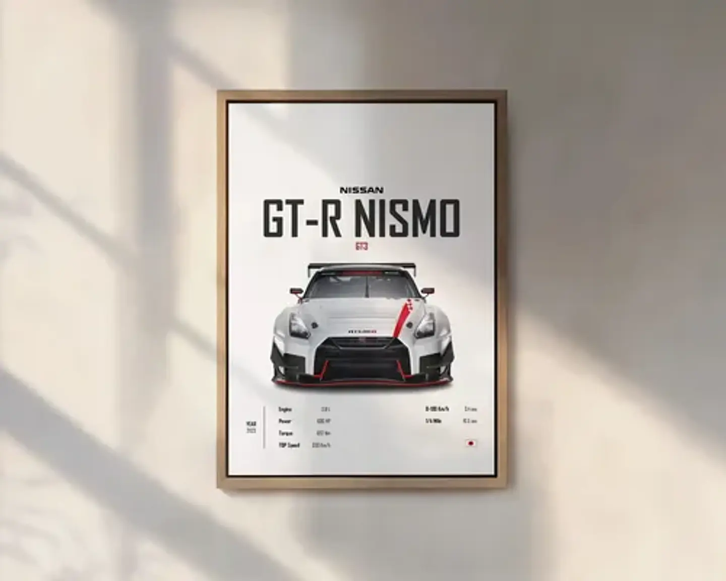 Cuadro Nissan Nissmo Gtr Gris  Deportivo + Marco Negro 1