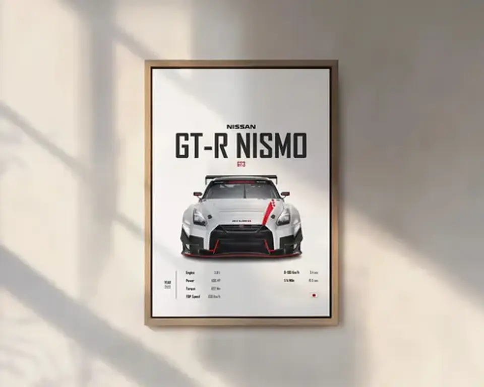 Cuadro Nissan Nissmo Gtr Gris  Deportivo + Marco Negro 1