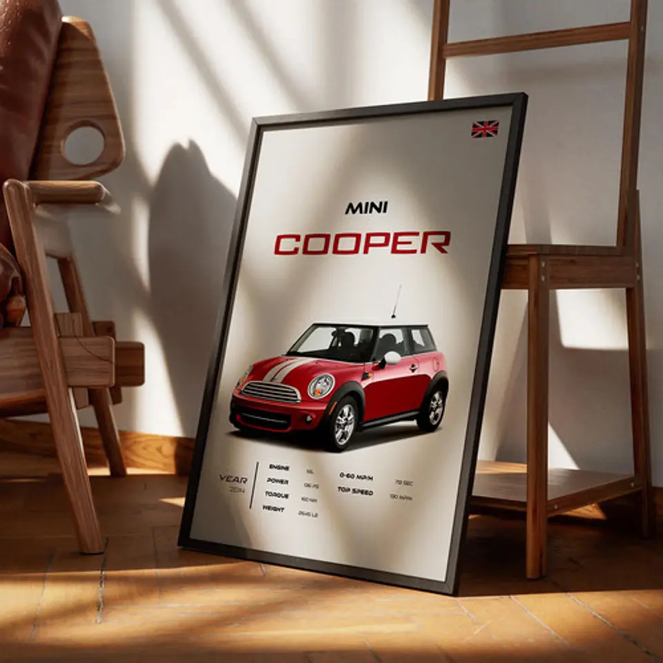 Cuadro Auto Mini Cooper  Deportivo + Marco 1