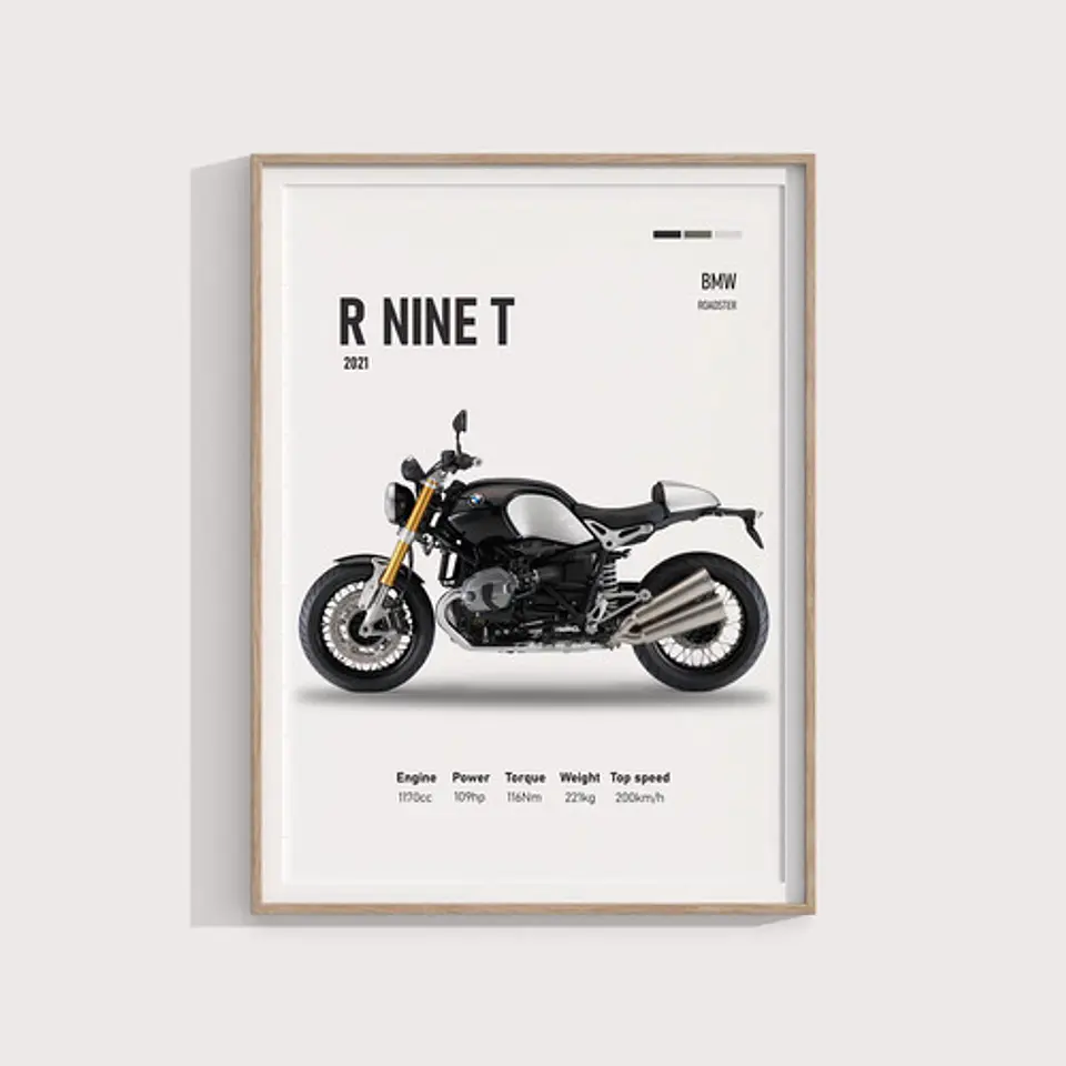 Cuadro Bmw R Nine T Deportivo + Marco Negro 2