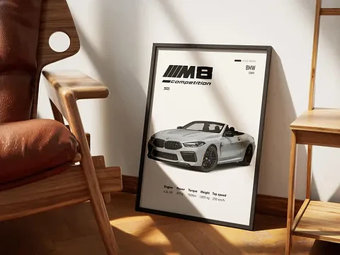 Cuadro Auto Bmw M8 Deportivo + Marco