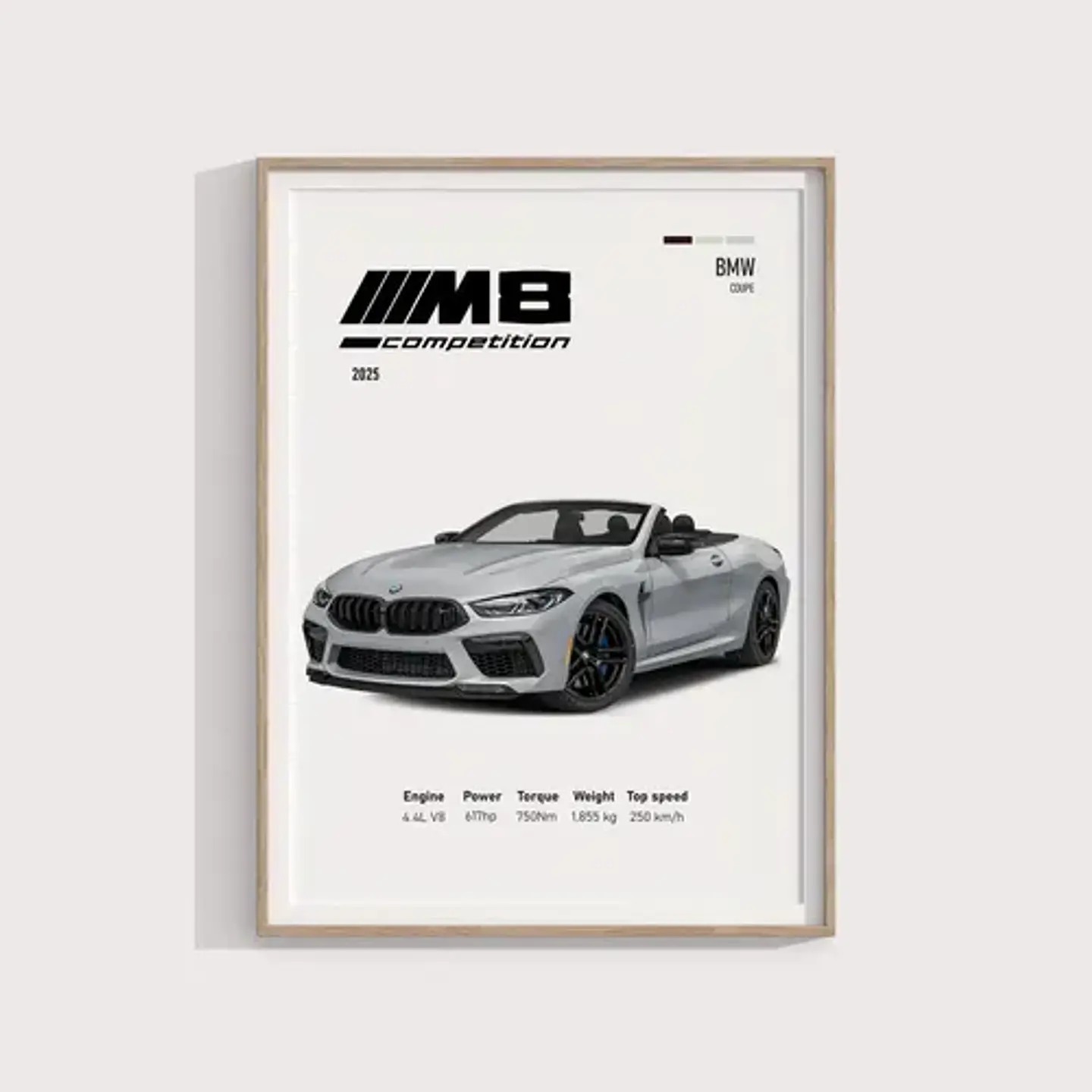 Cuadro Auto Bmw M8 Deportivo + Marco 2