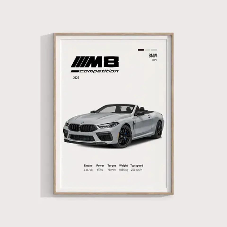 Cuadro Auto Bmw M8 Deportivo + Marco 2