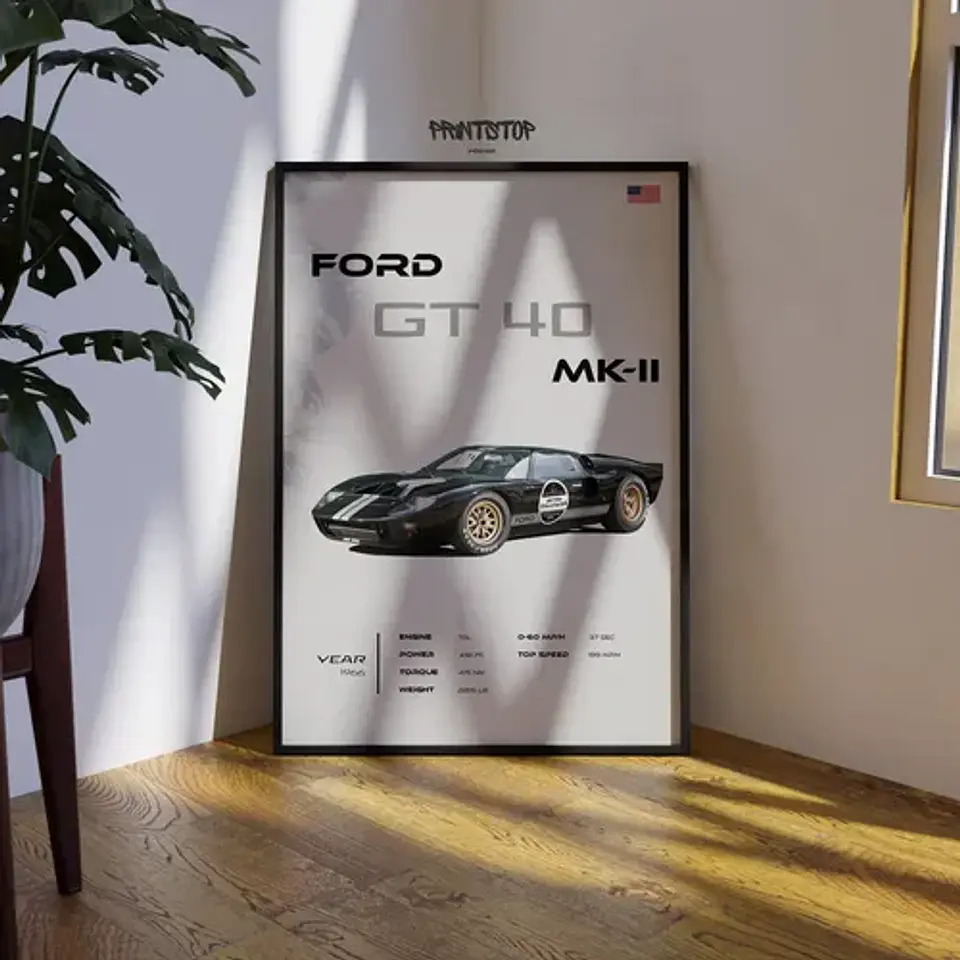 Cuadro Auto Ford Gt40 Mk-ii  Deportivo + Marco 3