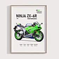 Cuadro Kawasaki Ninja Zx-6r 40th Aniversario  + Marco Negro - Miniatura 2