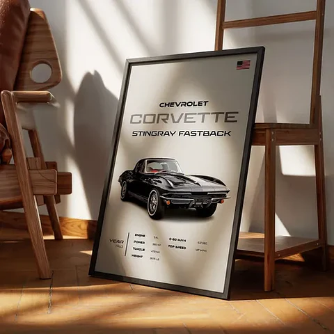 Cuadro Auto 1963 Chevrolet Corvette Stingray Fastback Marco
