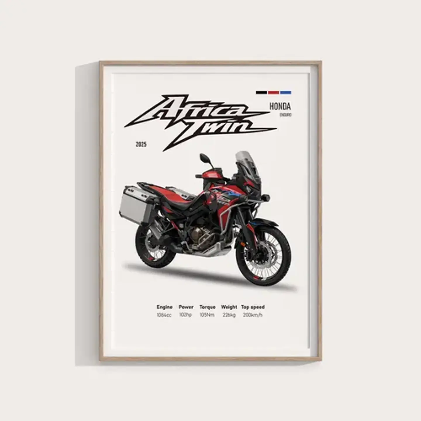 Cuadro Moto Honda Africa Twin Roja Deportivo + Marco 2