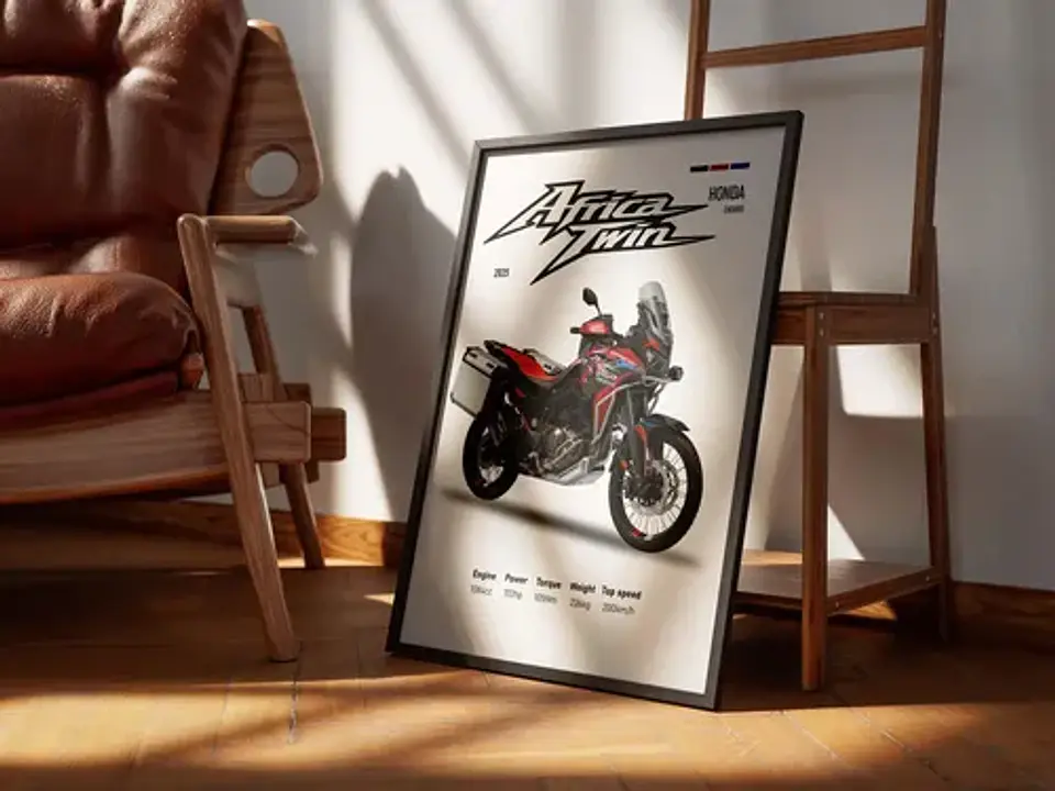 Cuadro Moto Honda Africa Twin Roja Deportivo + Marco 3