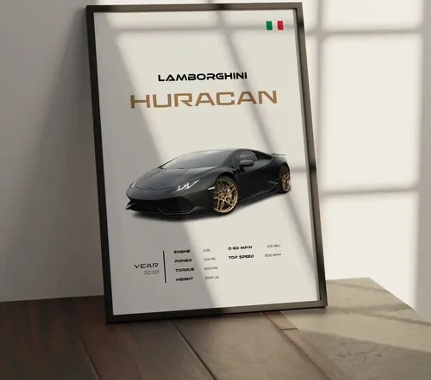 Cuadro Auto Lamborghini Huracán Deportivo + Marco 1