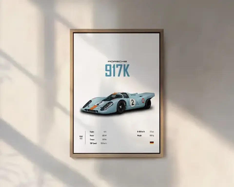 Cuadro Auto Porsche 917 K Deportivo + Marco Negro 1