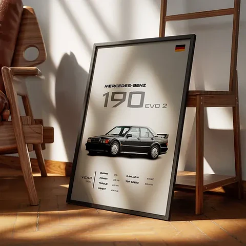 Cuadro Auto Mercedes-benz 190 Evo 1 Deportivo + Marco